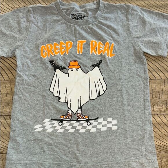 Fun 🤩 ‘Creep It Real' Ghost 👻 & Bats 🦇🦇 Skateboard 🛹 🎃 Kids 💯 Cotton T-Shirt - Picture 9 of 17
